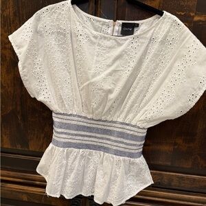 White Eyelet Peplum Blouse